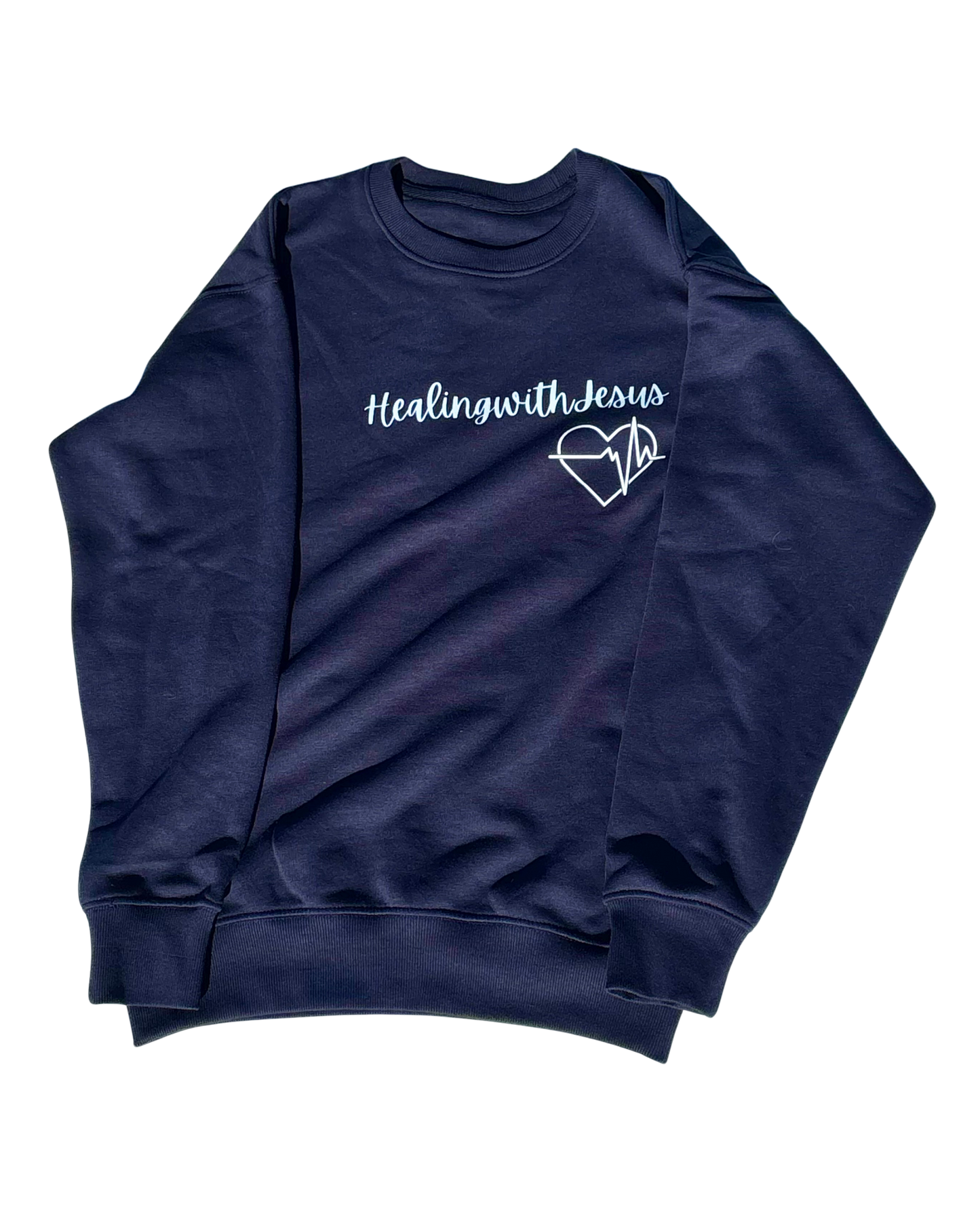 Healing with Jesus Crewneck Sweatshirt (Navy Blue)