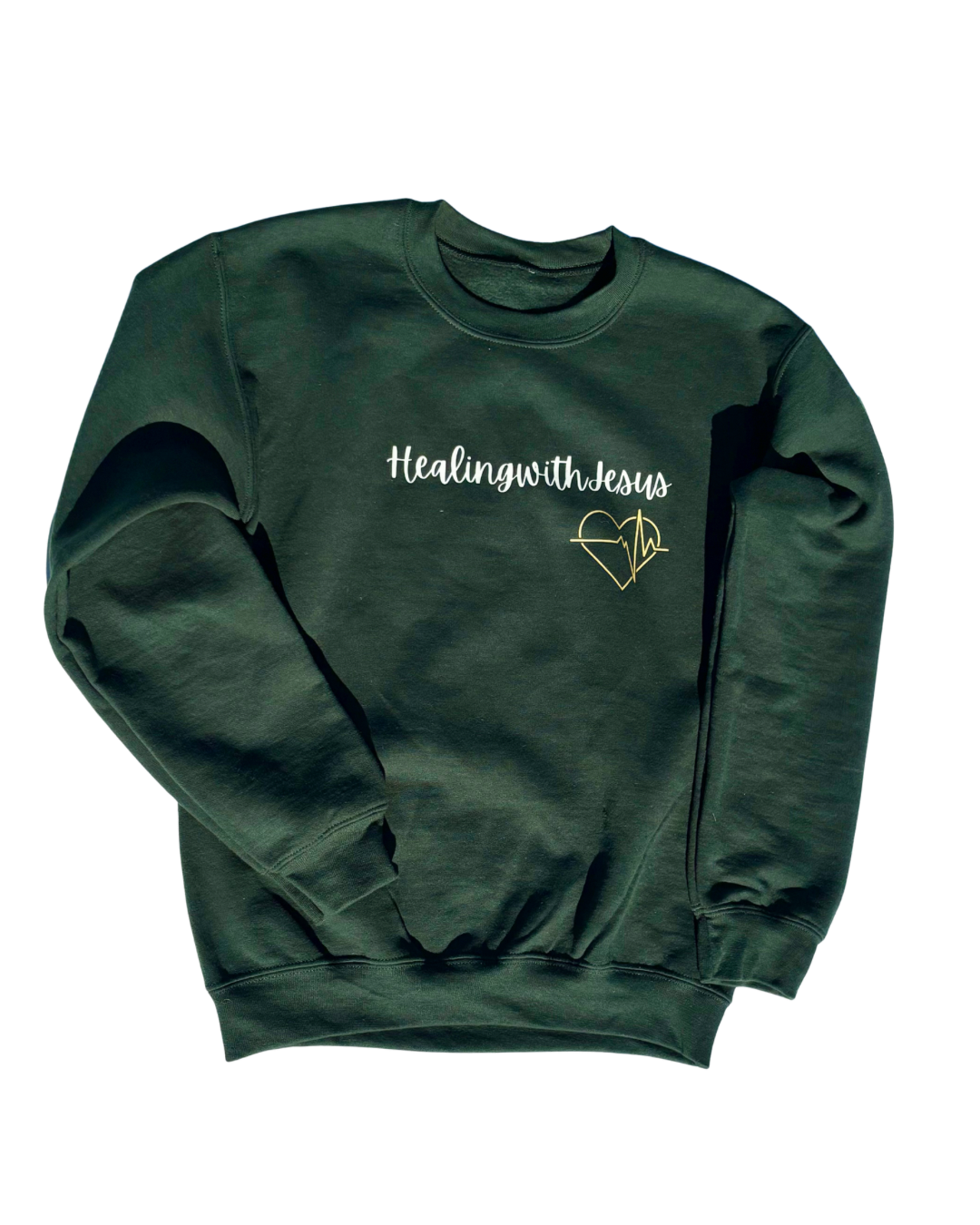 Healing with Jesus Crewneck Sweatshirt (Hunter Green)