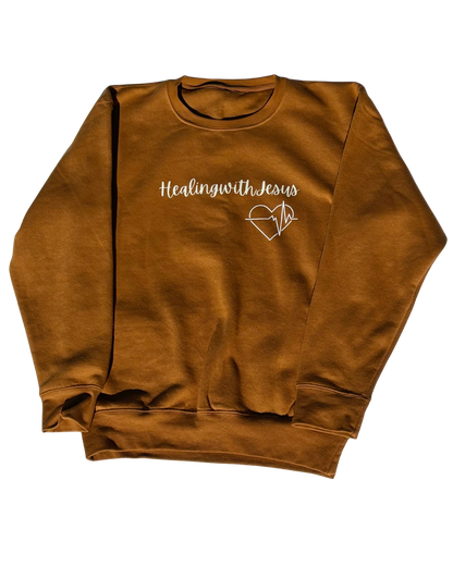 Healing with Jesus Crewneck Sweatshirt (Bronze)