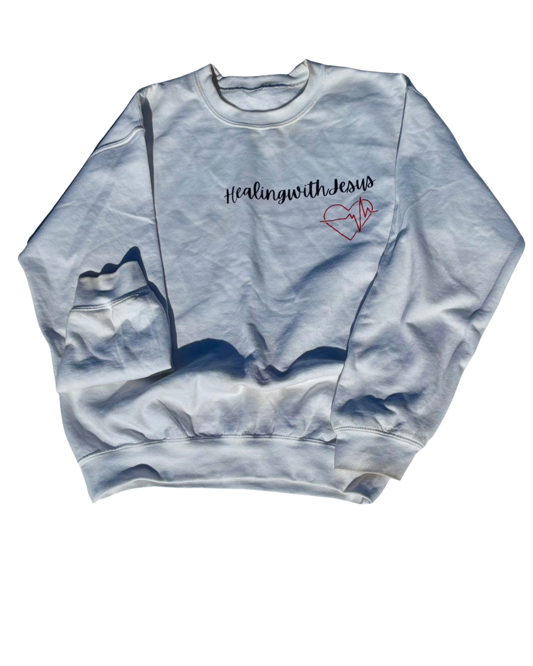 Healing with Jesus Crewneck Sweatshirt (White)