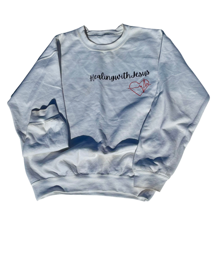 Healing with Jesus Crewneck Sweatshirt (White)