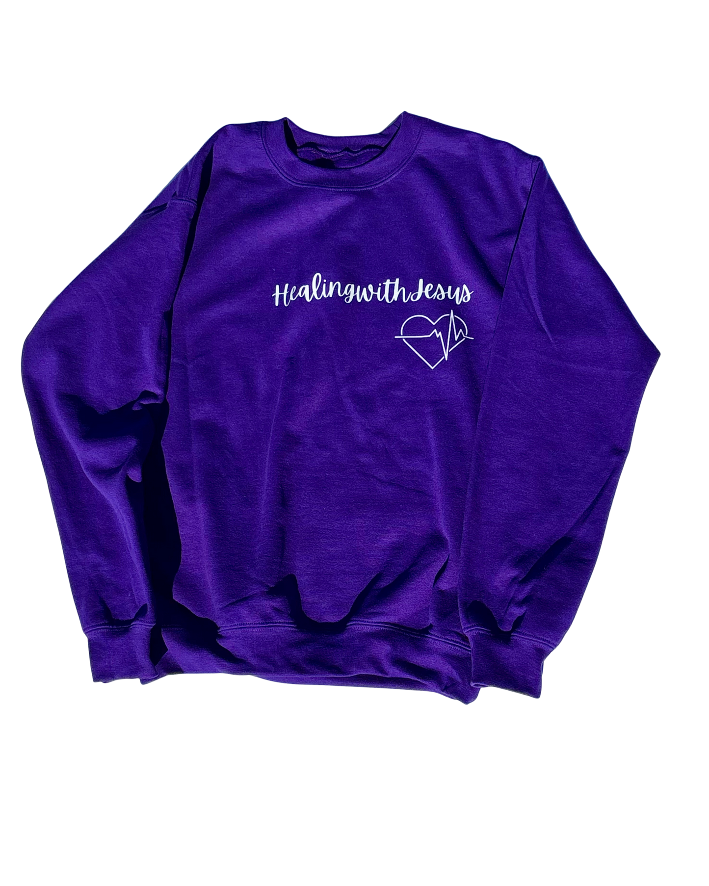 Healing with Jesus Crewneck Sweatshirt (Royal Purple)