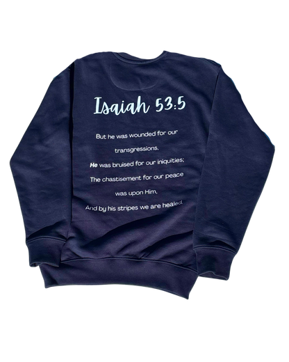 Healing with Jesus Crewneck Sweatshirt (Navy Blue)
