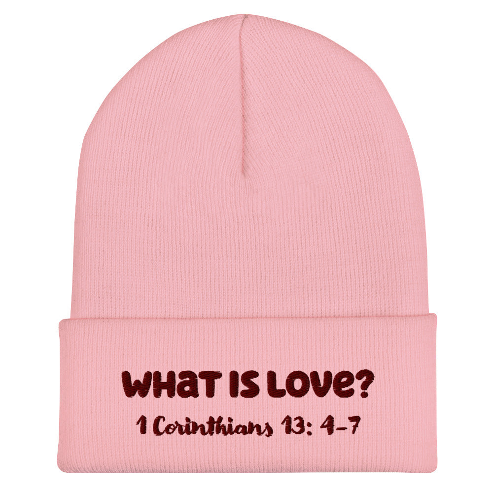 What is Love? Beanie Red Lettering