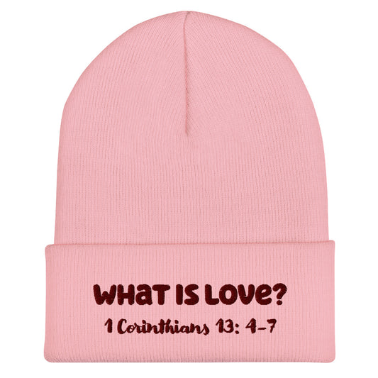 What is Love? Beanie Red Lettering