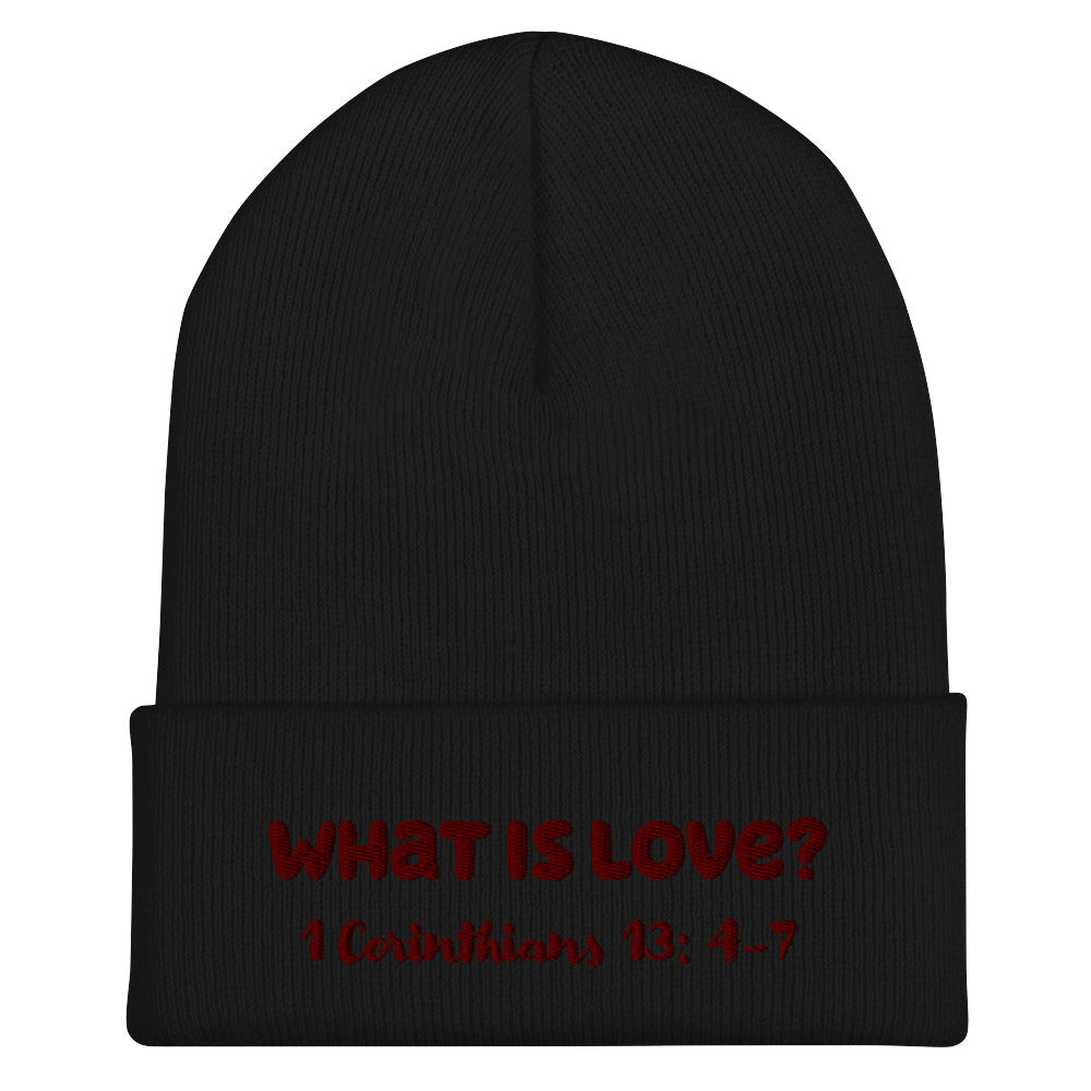 What is Love? Beanie Red Lettering